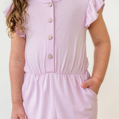 Flutter Sleeve Romper in Thistle