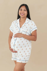 Women’s Short Sleeve Pajama Set in Teddy Bear