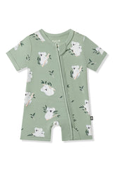 Zipper Shortall Romper in Koala