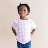 Toddler Crew Neck Tee in Gingham Thistle