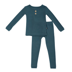 Ribbed Henley Set in Atlantic