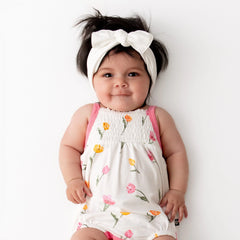 Smocked Bubble Romper in Tulip