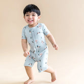 Zipper Shortall Romper in Mallard Duck