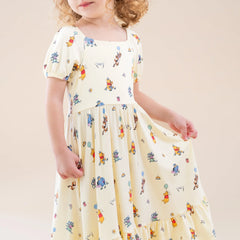 Puff Sleeve Twirl Dress in Winnie the Pooh Celebration