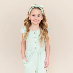 Flutter Sleeve Romper in Basil