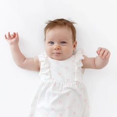 Pointelle Bodysuit Dress in Sweet Pink Bow