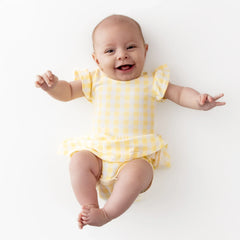 Twirl Bodysuit Dress in Gingham Chamomile