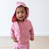 Fleece Zip Up Hoodie in Apple Blossom