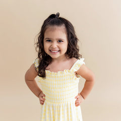 Smocked Dress in Gingham Chamomile