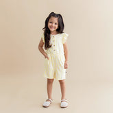 Flutter Sleeve Romper in Gingham Chamomile