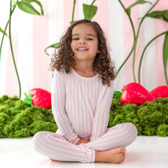 Long Sleeve Pajamas in Small Sakura Stripe