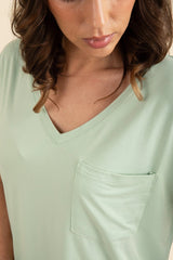Women's Relaxed Fit V-Neck in Basil