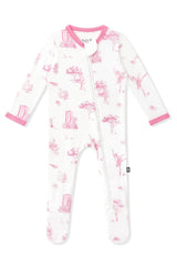 Zippered Footie in Toile Ballet