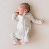 Ribbed Zipper Romper in Oat