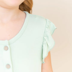 Flutter Sleeve Romper in Basil