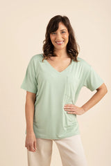 Women's Relaxed Fit V-Neck in Basil