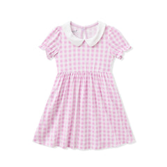 Peter Pan Collar Dress in Gingham Thistle