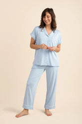Women's Short Sleeve Cropped Pajama Set in Breeze