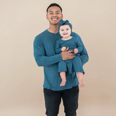 Men's Long Sleeve Henley Top in Atlantic