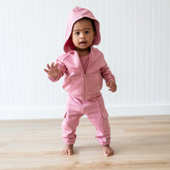 Fleece Zip Up Hoodie in Apple Blossom
