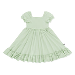 Puff Sleeve Twirl Dress in Basil