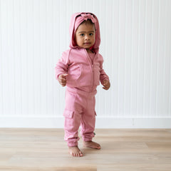 Fleece Cargo Pants in Apple Blossom