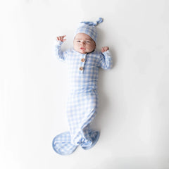 Knotted Gown with Hat Set in Gingham Breeze