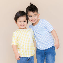 Toddler Crew Neck Tee in Gingham Chamomile