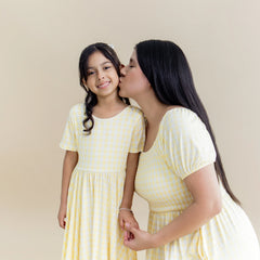 Twirl Dress in Gingham Chamomile