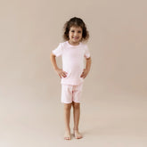 Pointelle Short Sleeve Set in Sakura