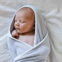 Hooded Bath Towel in Storm with Cloud Trim