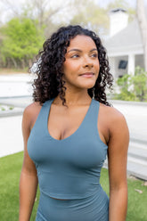 Bamboo Flex Bra Tank in Atlantic