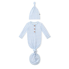 Knotted Gown with Hat Set in Gingham Breeze