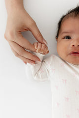 Pointelle Zippered Footie in Sweet Pink Bow