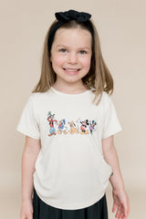 Toddler Basic Tee in Mickey and Friends on Ecru
