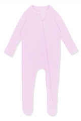 Ribbed Zipper Footie in Thistle