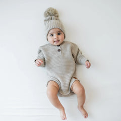 Chunky Cable Knit Beanie in Almond