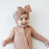 Chunky Knit Bow Headband in Latte