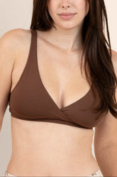 Women's Cross Front Bralette in Toffee