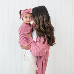 Chunky Knit Bow Headband in Apple Blossom