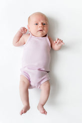 Ribbed Spaghetti Strap Bodysuit in Thistle