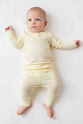 Ribbed Infant Henley Set in Chamomile