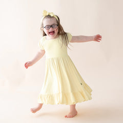 Puff Sleeve Twirl Dress in Chamomile