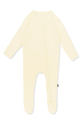 Ribbed Zipper Footie in Chamomile