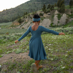 Long Sleeve Twirl Dress in Atlantic