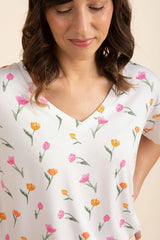 Women's Relaxed Fit V-Neck in Tulip
