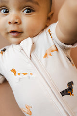 Zipper Shortall Romper in Dachshund