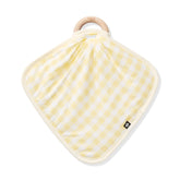 Lovey in Gingham Chamomile with Removable Wooden Teething Ring