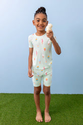 Short Sleeve Pajamas in Mint Ice Cream