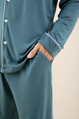 Men's Long Sleeve Pajama Set in Atlantic